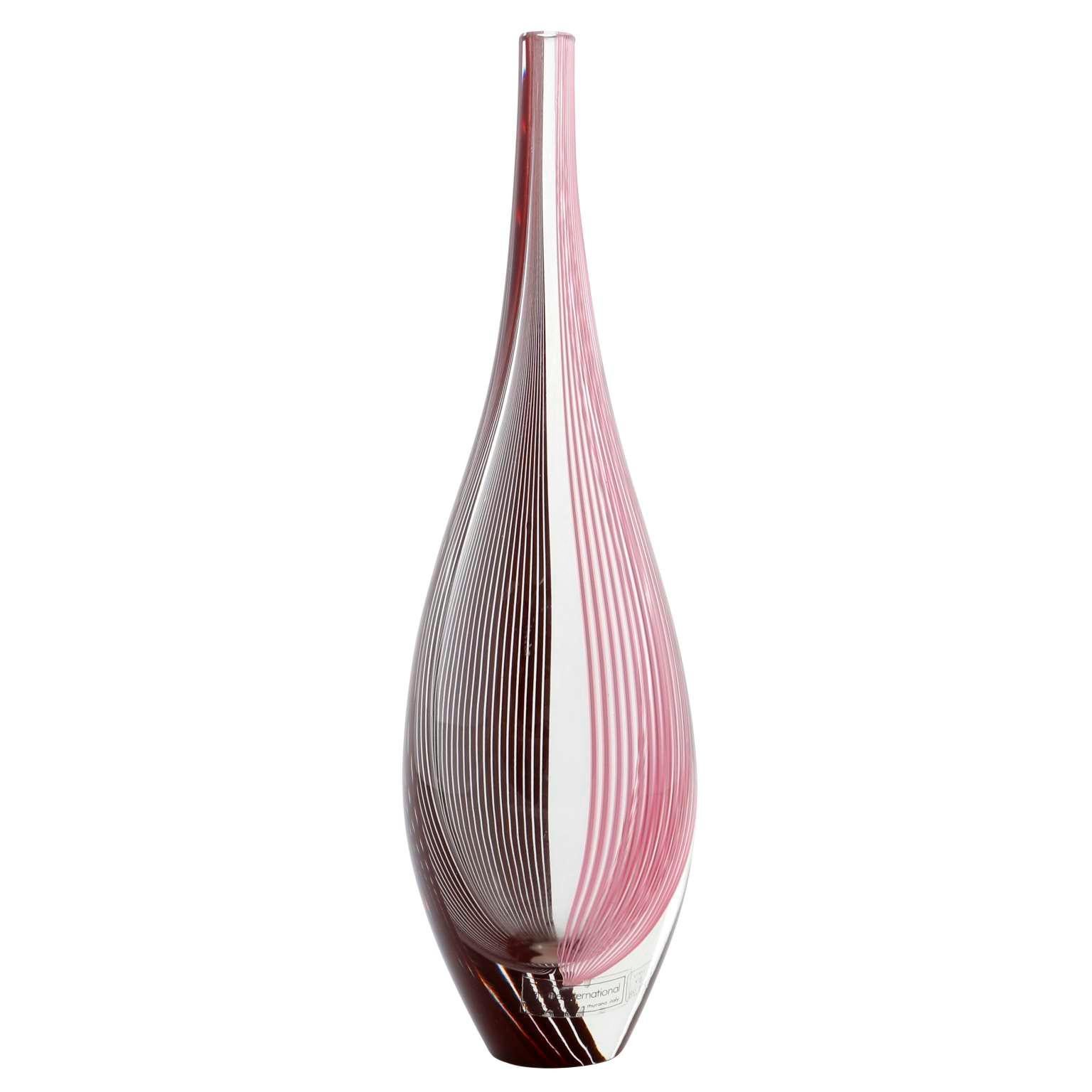 Glass Vase Lino Tagliapietra for Effetre International, Purple Pink, Italy, 1986 In Excellent Condition In Hausmannstätten, AT