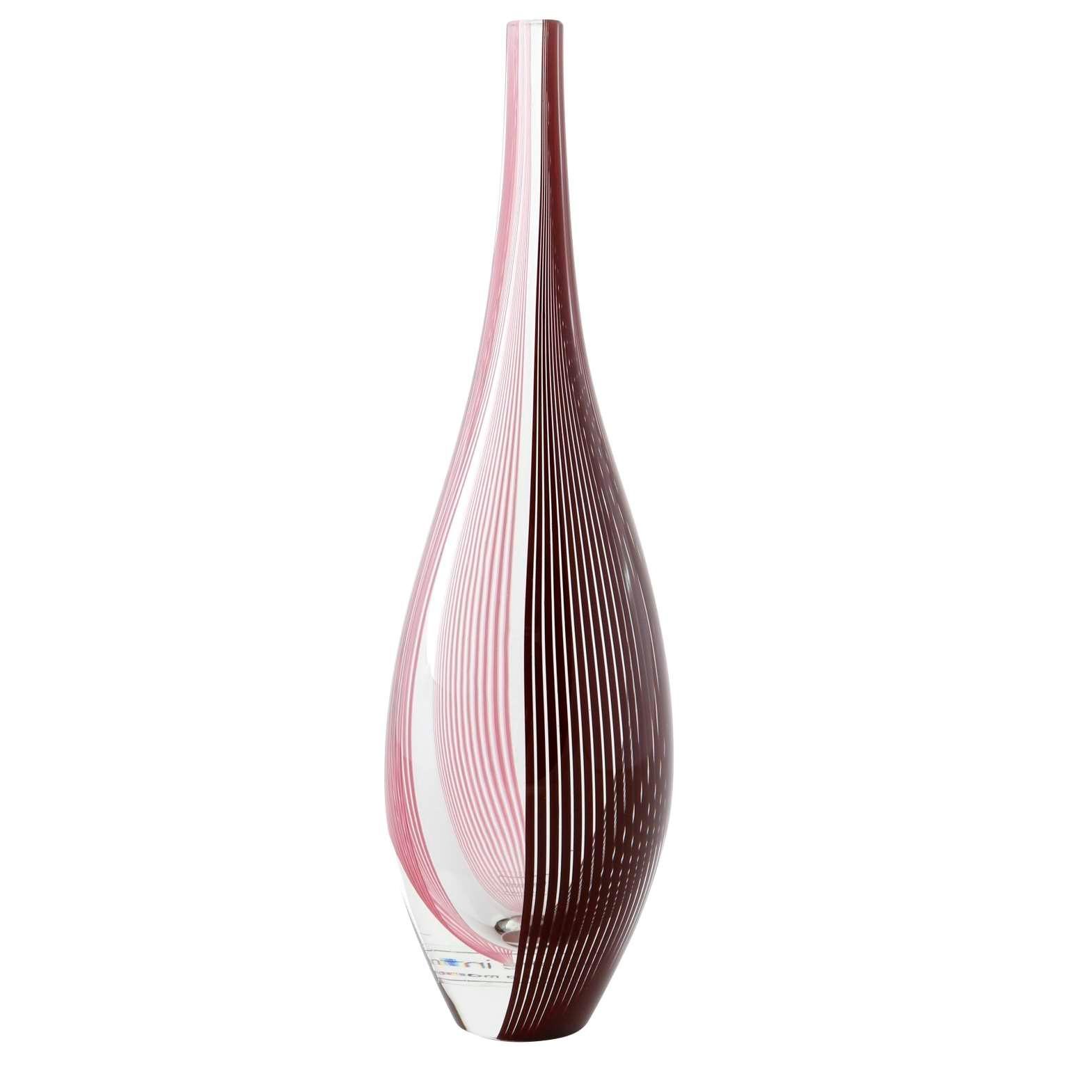 Late 20th Century Glass Vase Lino Tagliapietra for Effetre International, Purple Pink, Italy, 1986
