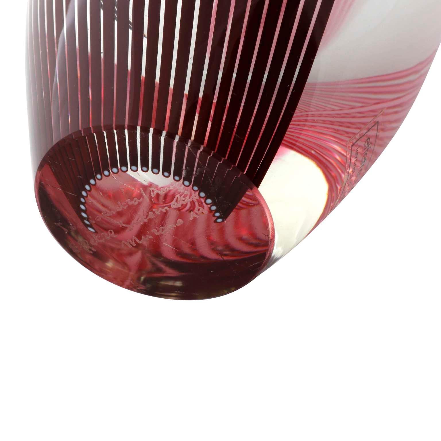 Blown Glass Glass Vase Lino Tagliapietra for Effetre International, Purple Pink, Italy, 1986