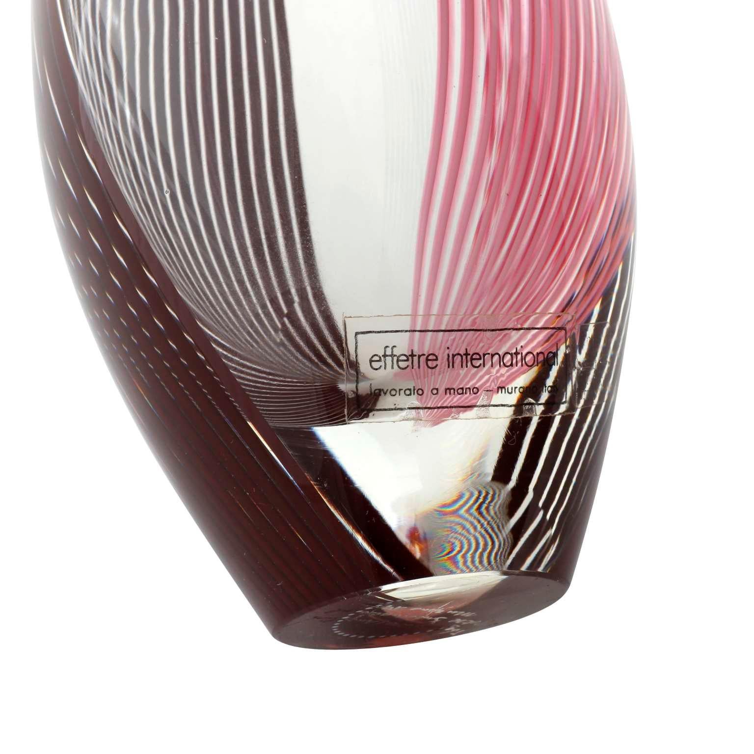 Glass Vase Lino Tagliapietra for Effetre International, Purple Pink, Italy, 1986 1