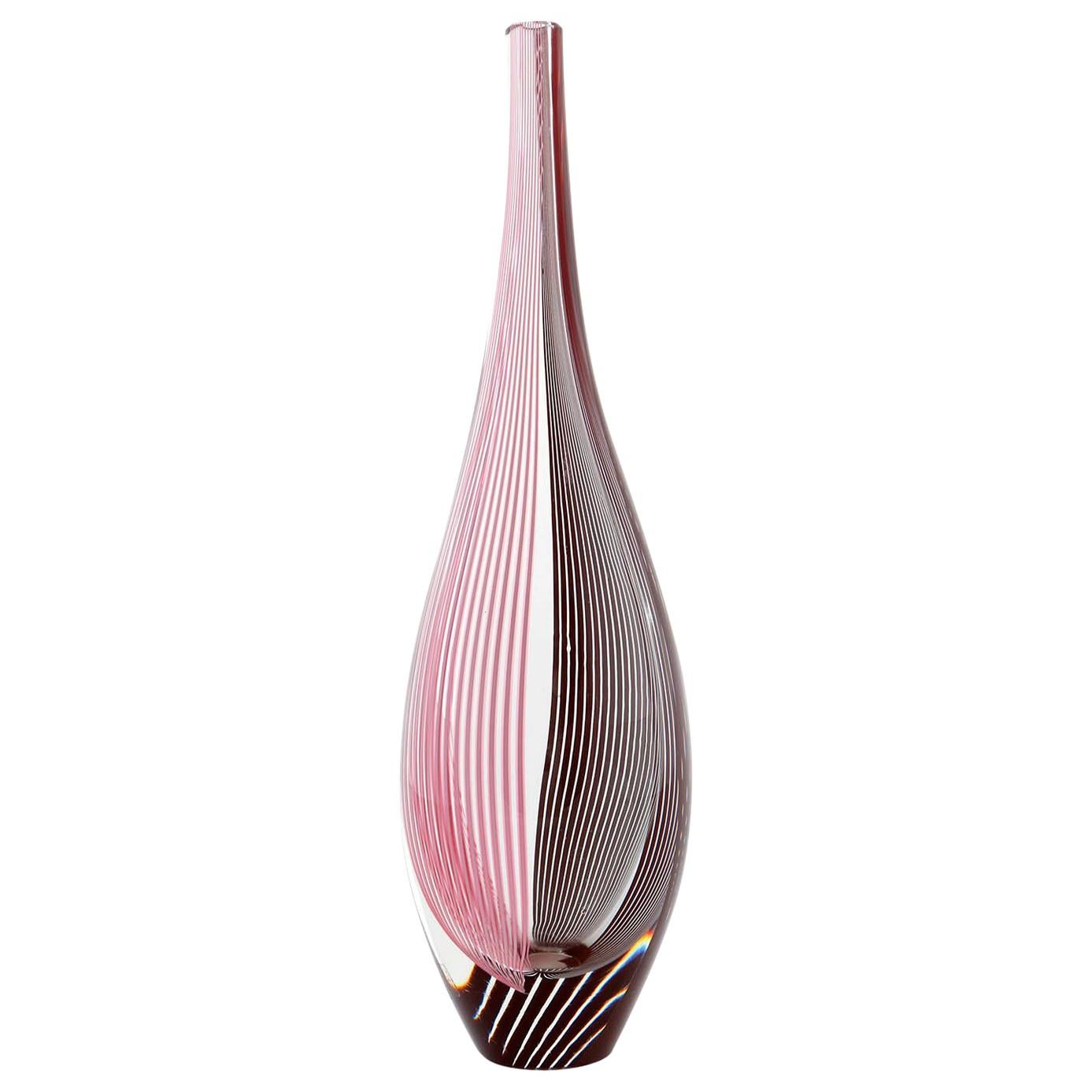 Glass Vase Lino Tagliapietra for Effetre International, Purple Pink, Italy, 1986