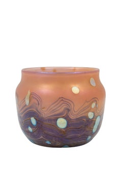 Glass Vase Loetz Cytisus Decoration Blue Orange Gold, circa 1902, Art Nouveau