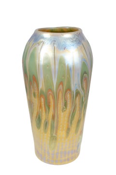 Glass Vase Loetz Iridescent Blue Green Yellow Franz Hofstötter, circa 1900