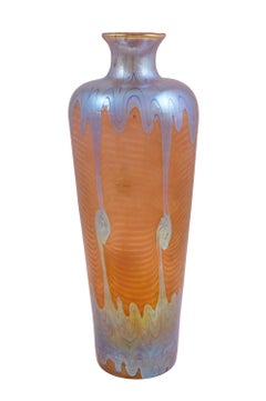 Glass Vase Loetz PG 1/214 Decoration circa 1901 Orange Blue Silver Art Nouveau