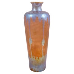 Vase en verre Loetz PG 1/214 Decor circa 1901 Orange Bleu Argent Art Nouveau