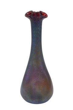 Glass Vase Loetz PG Rubin 6893 Decoration circa 1900 Red Blue Art Nouveau