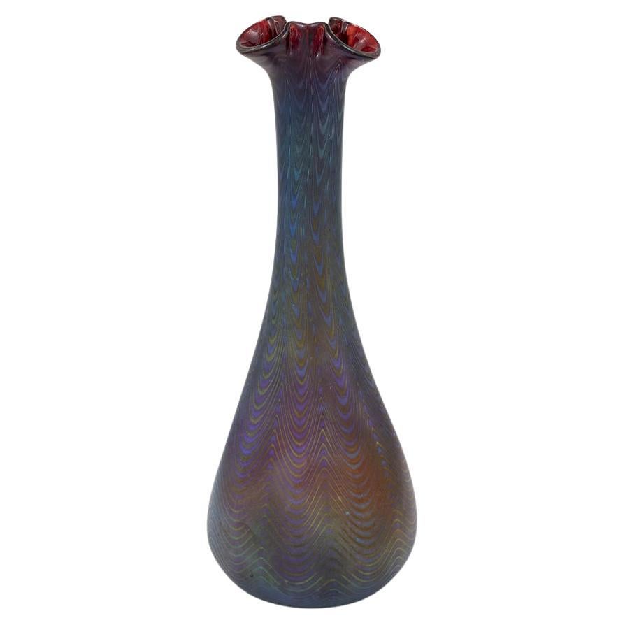 Glass Vase Loetz PG Rubin 6893 Decoration circa 1900 Red Blue Art Nouveau For Sale