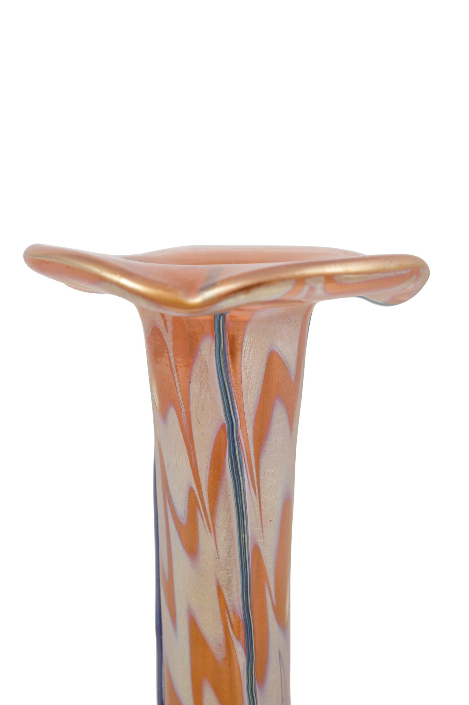 Glass Vase Loetz with Drop Applications Blue Orange Iridescent, circa 1901 In Good Condition For Sale In Klosterneuburg, AT