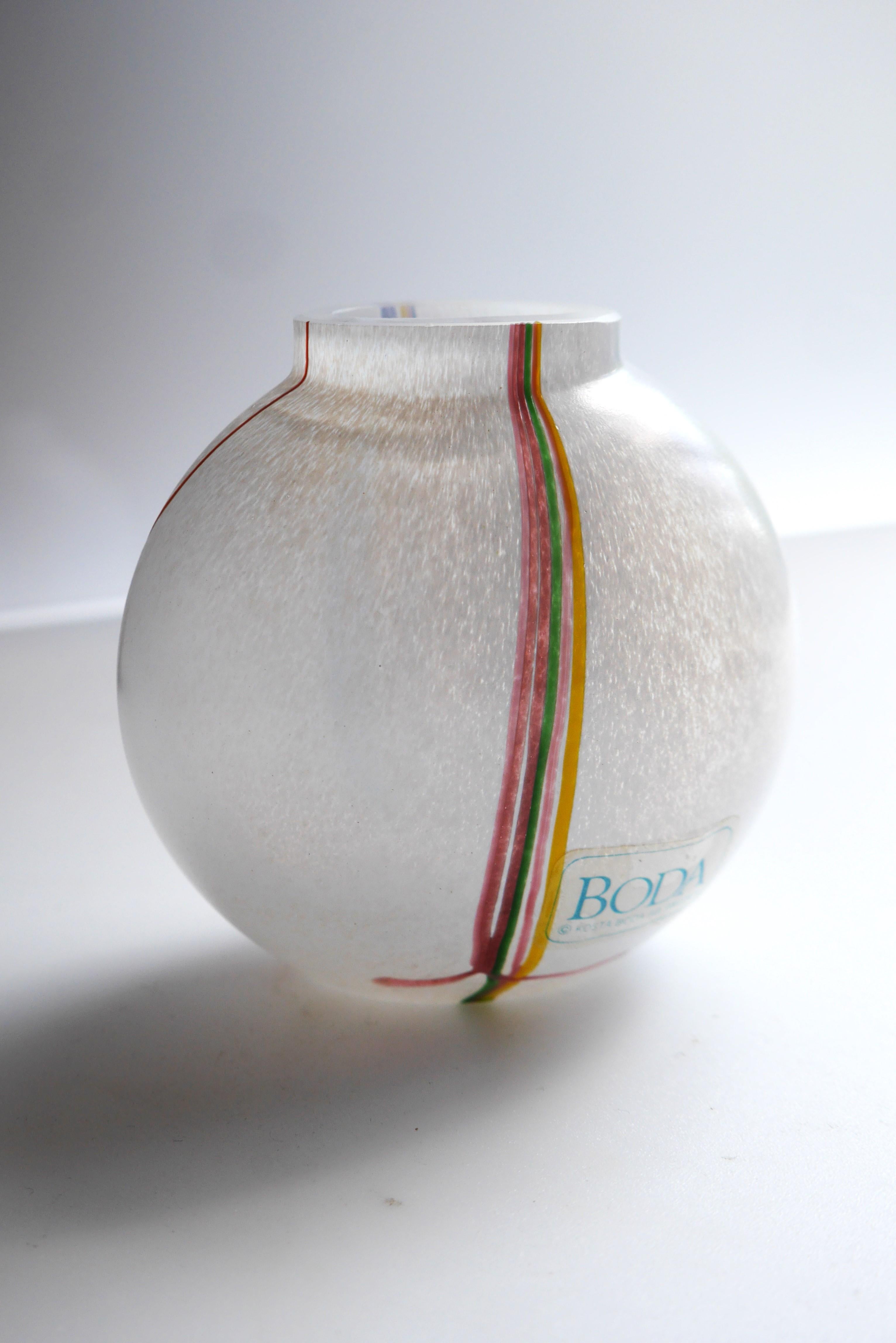 Scandinavian glass art vase,  a miniature vase by Bertil Vallien, Kosta Sweden  For Sale 4