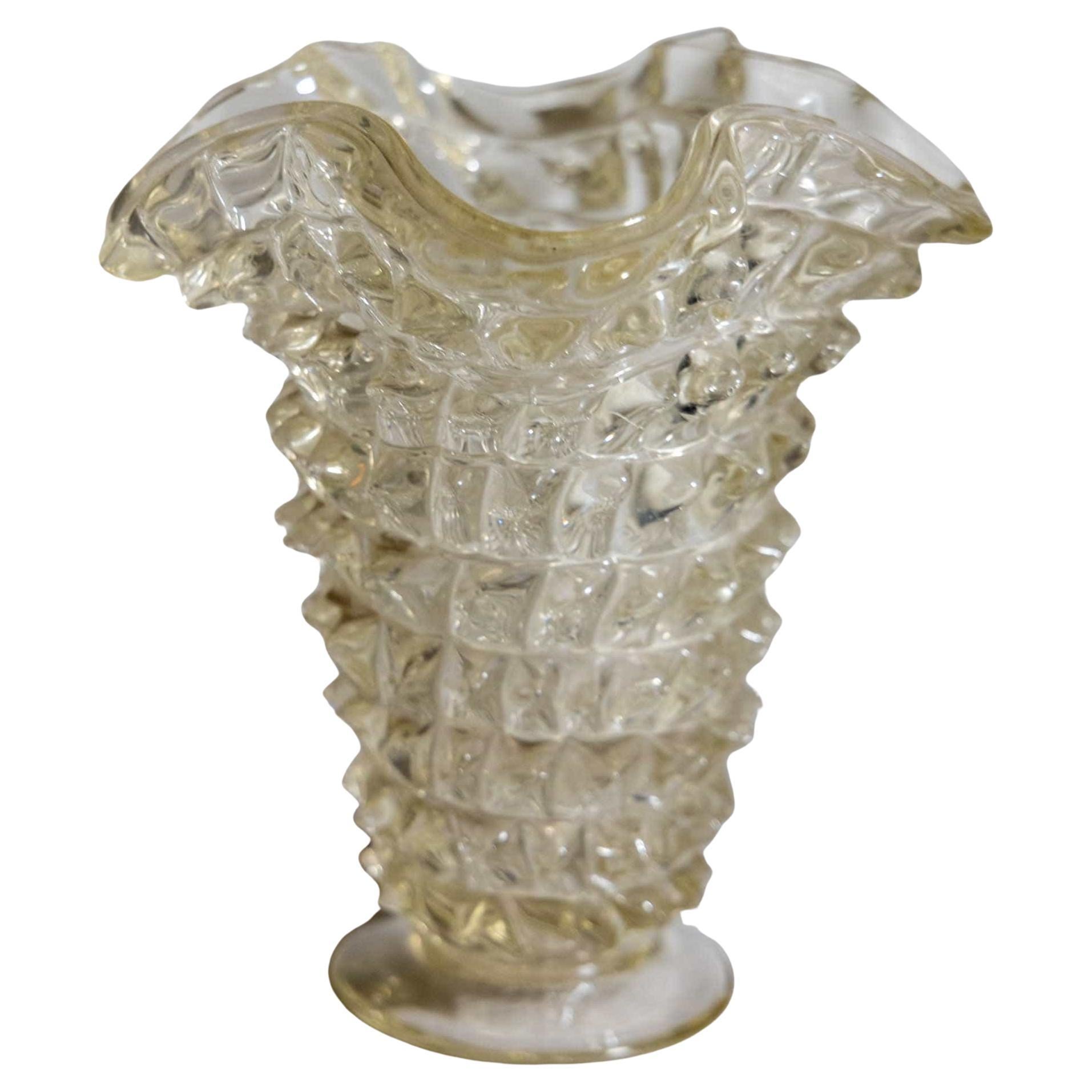 Vaso in vetro "Rostrato" di Barovier&Toso, Italia metà del XX secolo