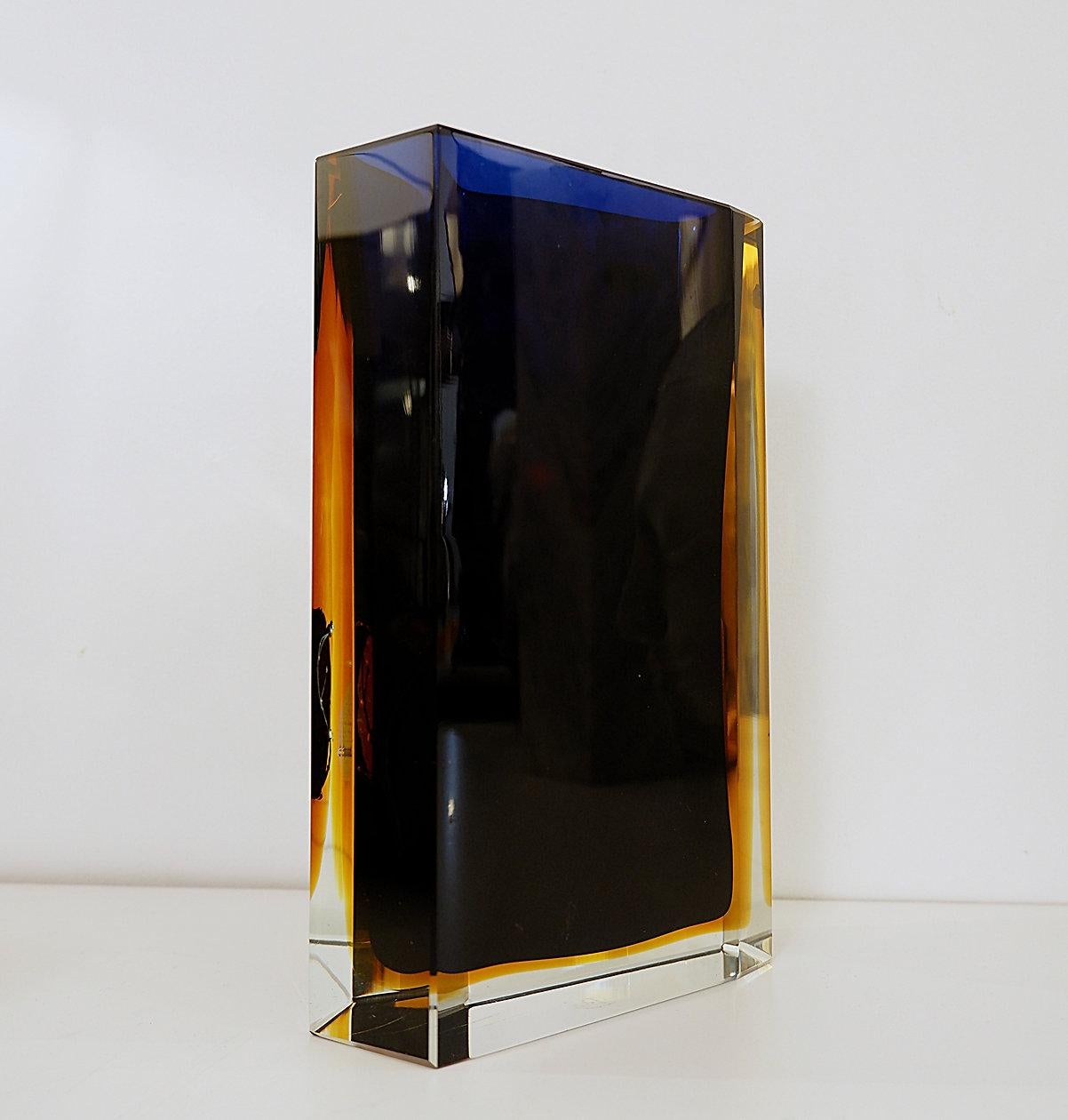 Mid-Century Modern Glass vase silver inclusions by Pavel Hlava for Exbor - Czech - 1960s For Sale