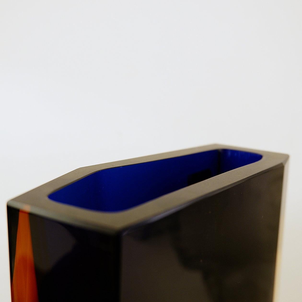 Art Glass Glass vase silver inclusions by Pavel Hlava for Exbor - Czech - 1960s For Sale
