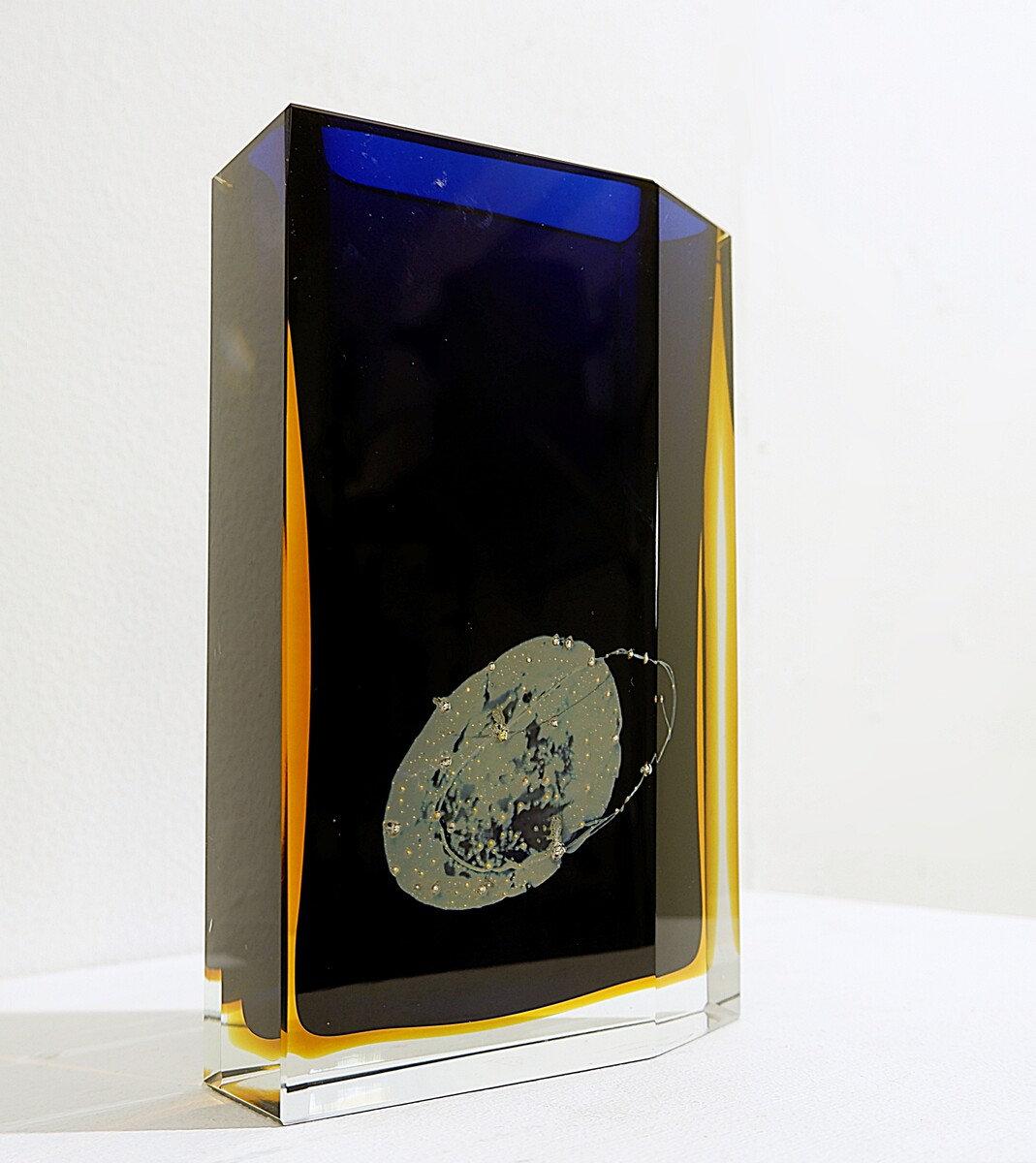 Glass vase silver inclusions by Pavel Hlava for Exbor - Czech - 1960s For Sale 1