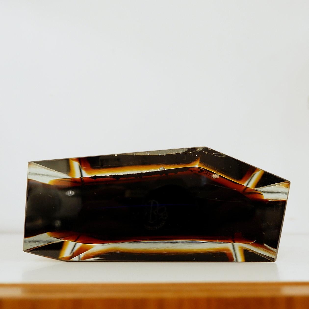 Glass vase silver inclusions by Pavel Hlava for Exbor - Czech - 1960s For Sale 2