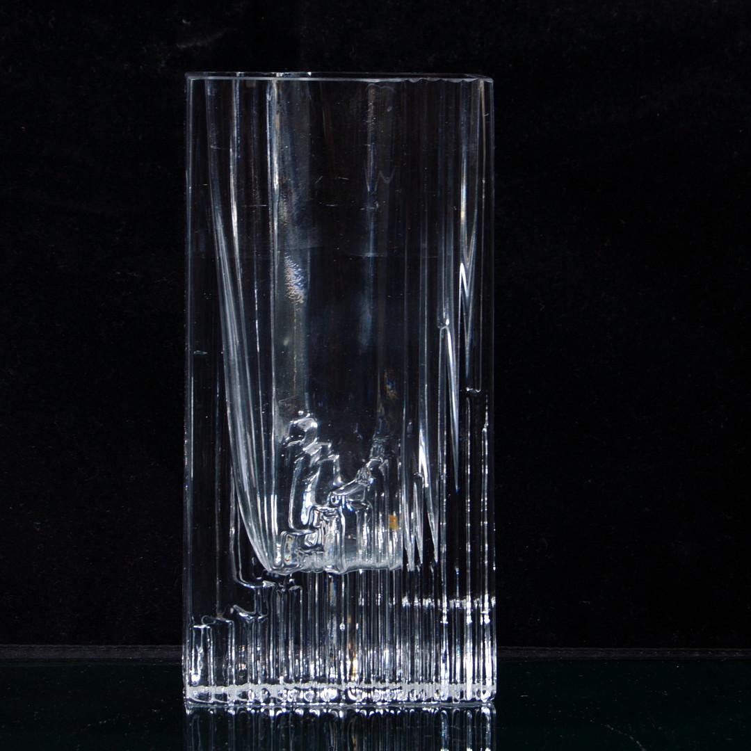 Hand blown midcentury clear vase designed by Tapio Wirkkala in the 1960s for Iittala.