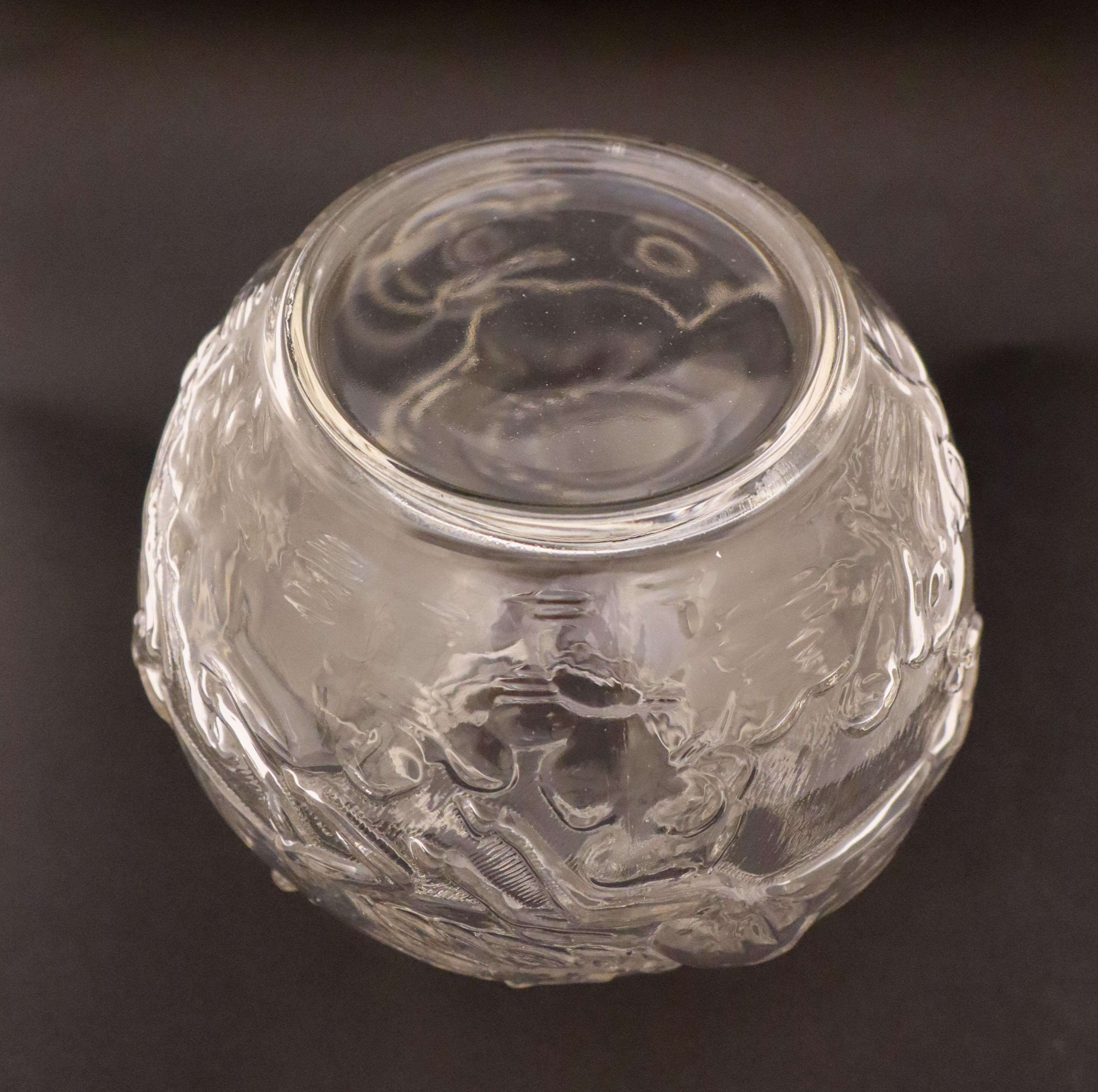 Transparente Glasvase mit Pferdedekor aus Glas, runder Kugel, Glimma Schweden (Mitte des 20. Jahrhunderts) im Angebot