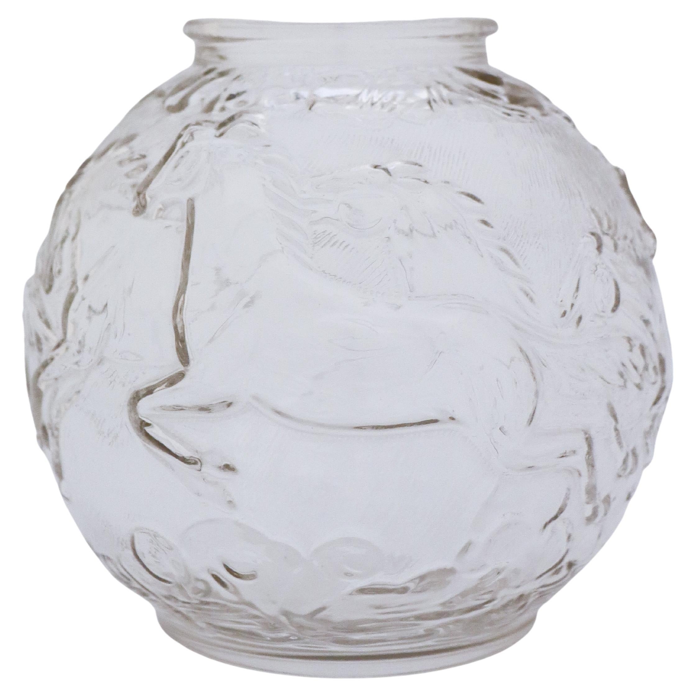 Vase en verre transparent représentant des chevaux, globe rond, Glimma Suède