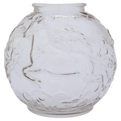 Glass Vase Transparent Glass Decor of Horses, Round Globe, Glimma Sweden