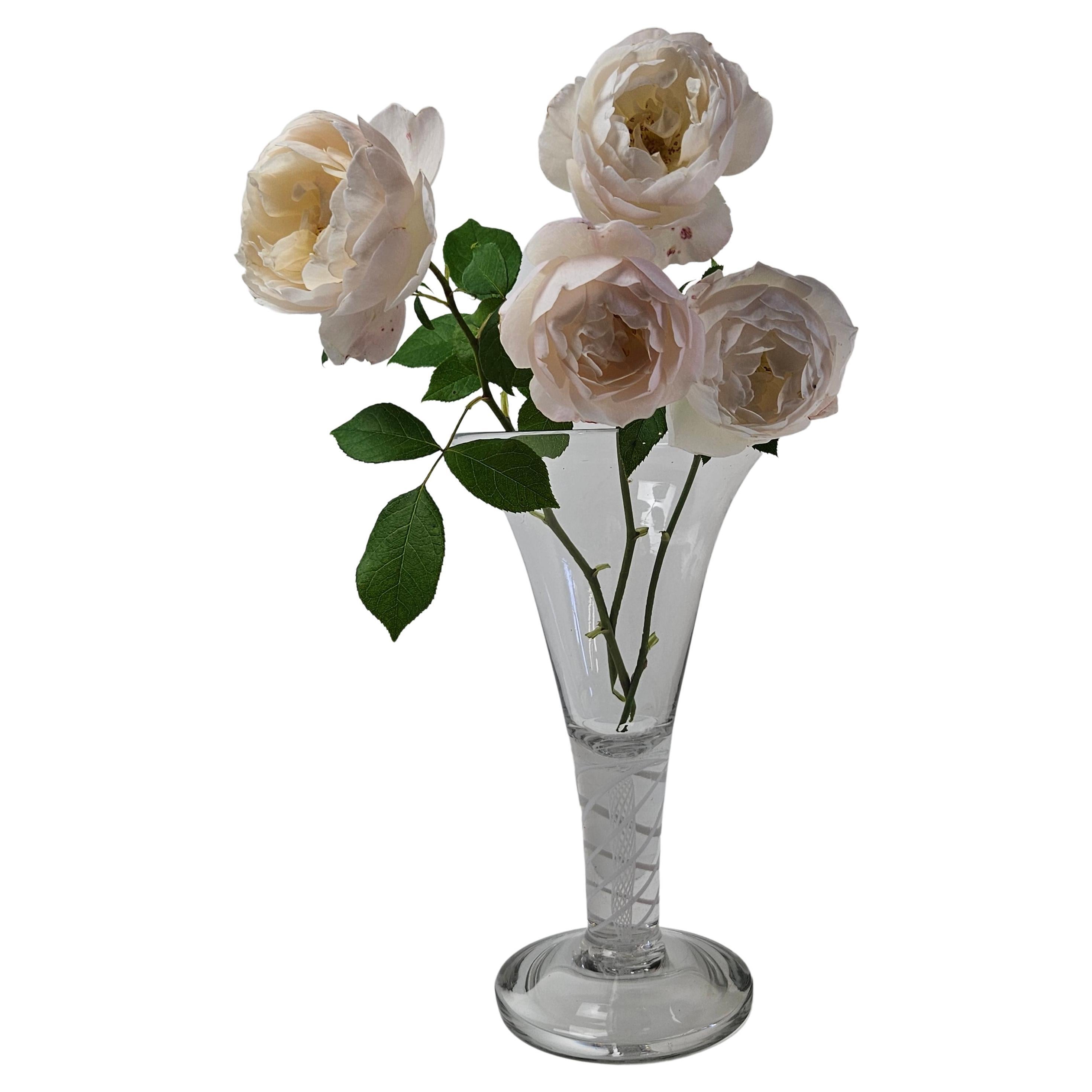 Glass Vase with Air Twist Stem For Sale