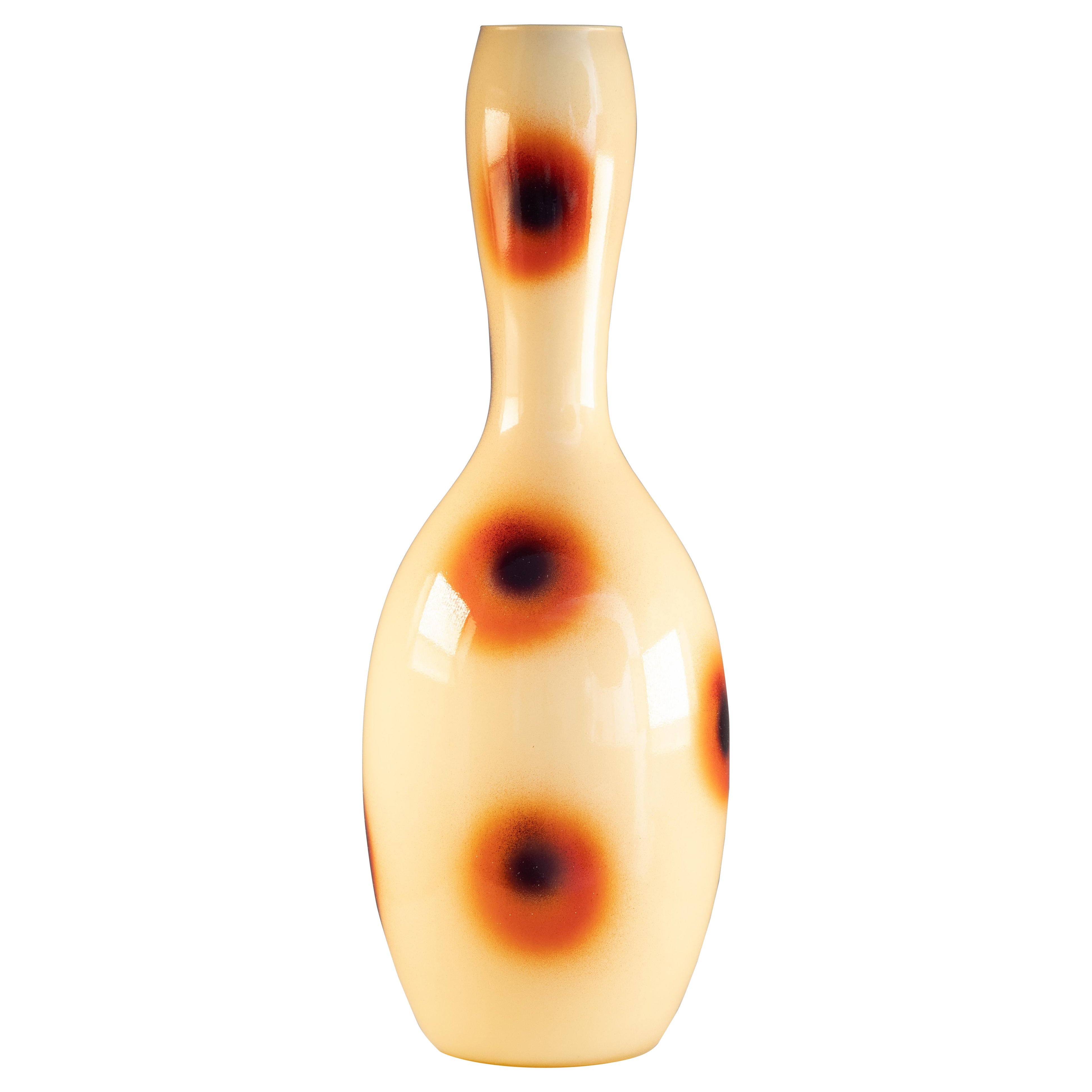 Glass vase with circle pattern IVV production For Sale