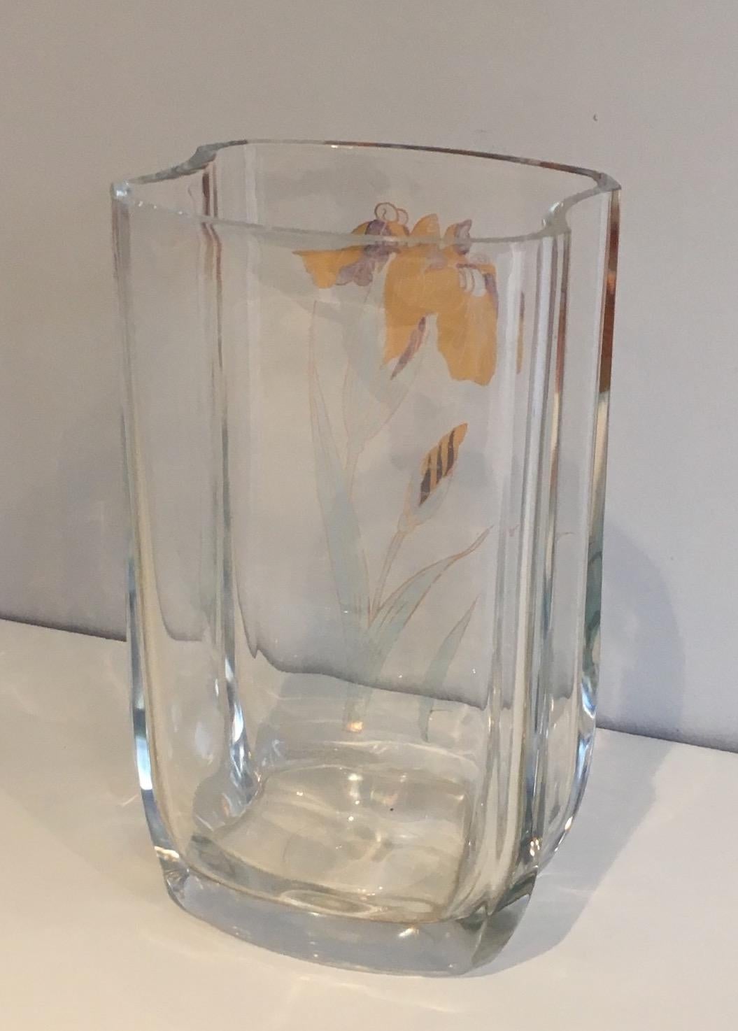 Glass vase with Gilt Flower. French work. Circa 1970 For Sale 2