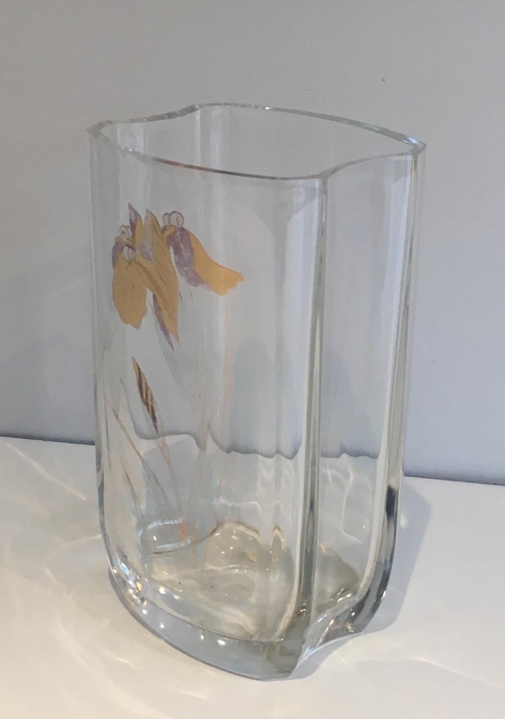 Glass vase with Gilt Flower. French work. Circa 1970 For Sale 3
