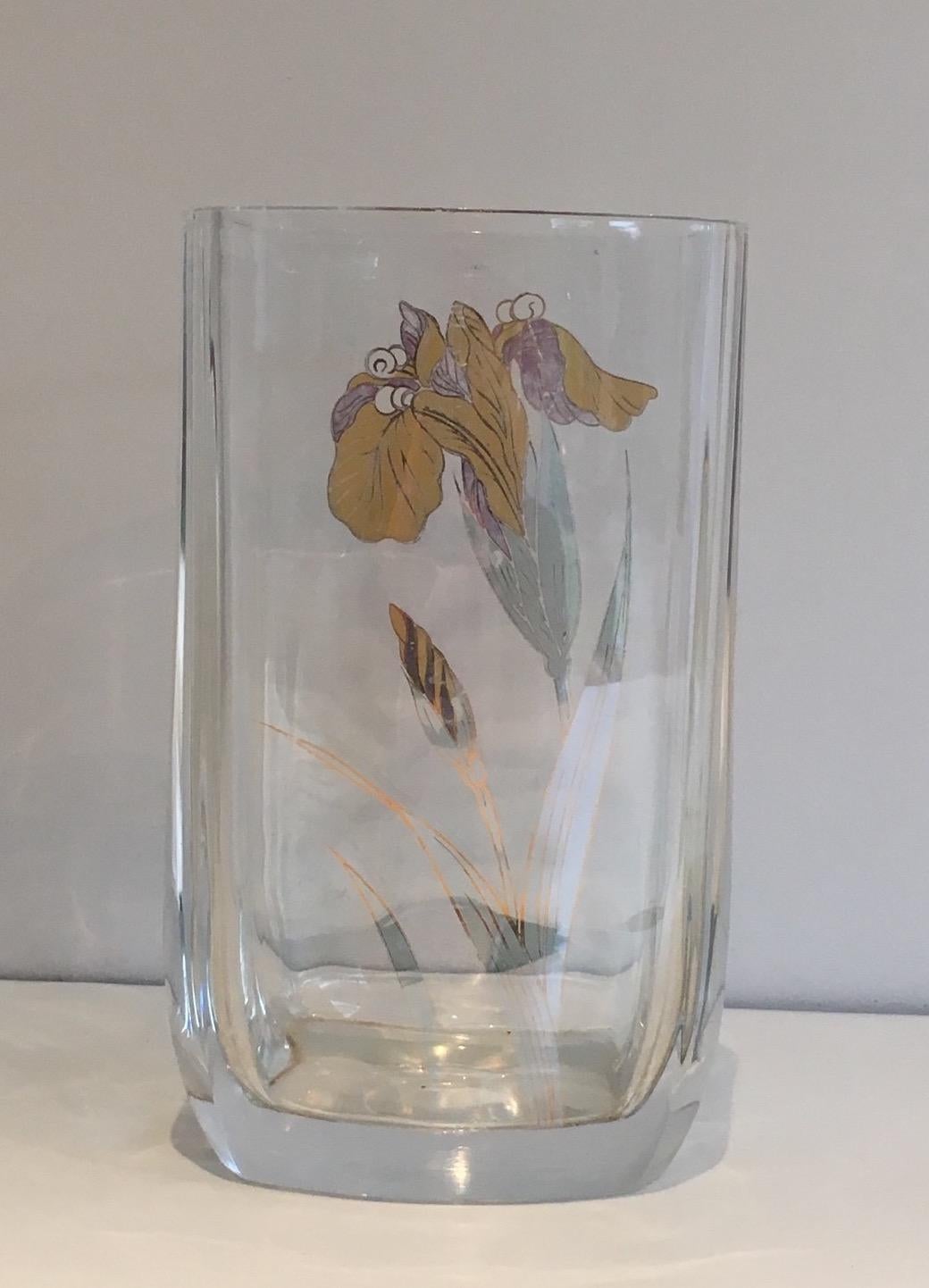 Glass vase with Gilt Flower. French work. Circa 1970 For Sale 4