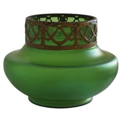 Glass Vase with Metal Mount by Pallme König, Bohemia, C. 1910