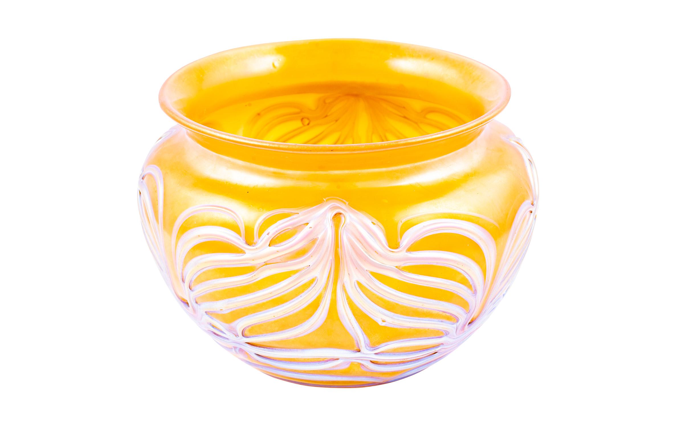 Glass Vase with Relief Applications Loetz Orange circa 1902 Austrian Jugendstil For Sale 5