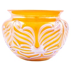 Glass Vase with Relief Applications Loetz Orange circa 1902 Austrian Jugendstil