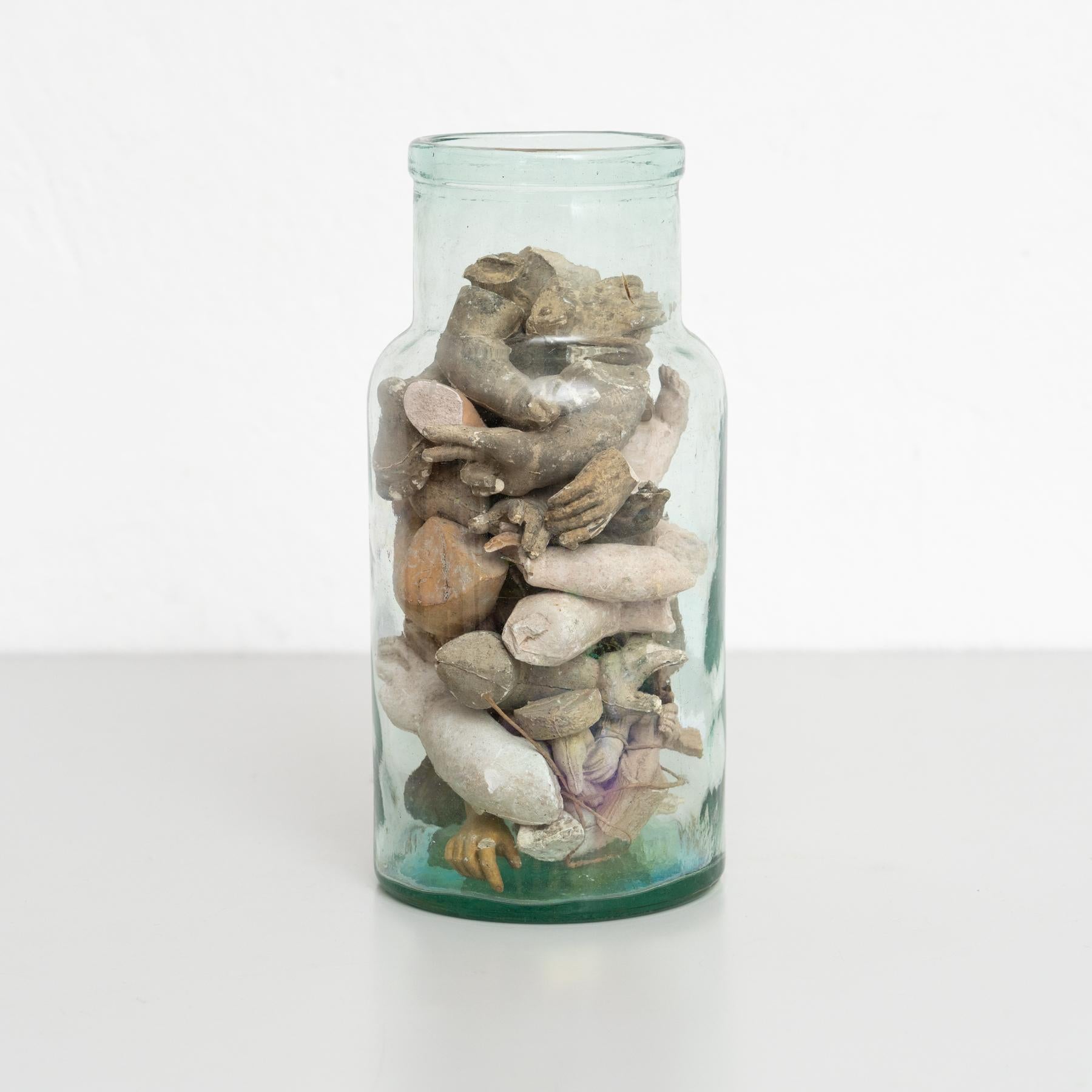 Mid-Century Modern Glass Vase with Sculptural Objects – Unique and Mysterious Design For Sale