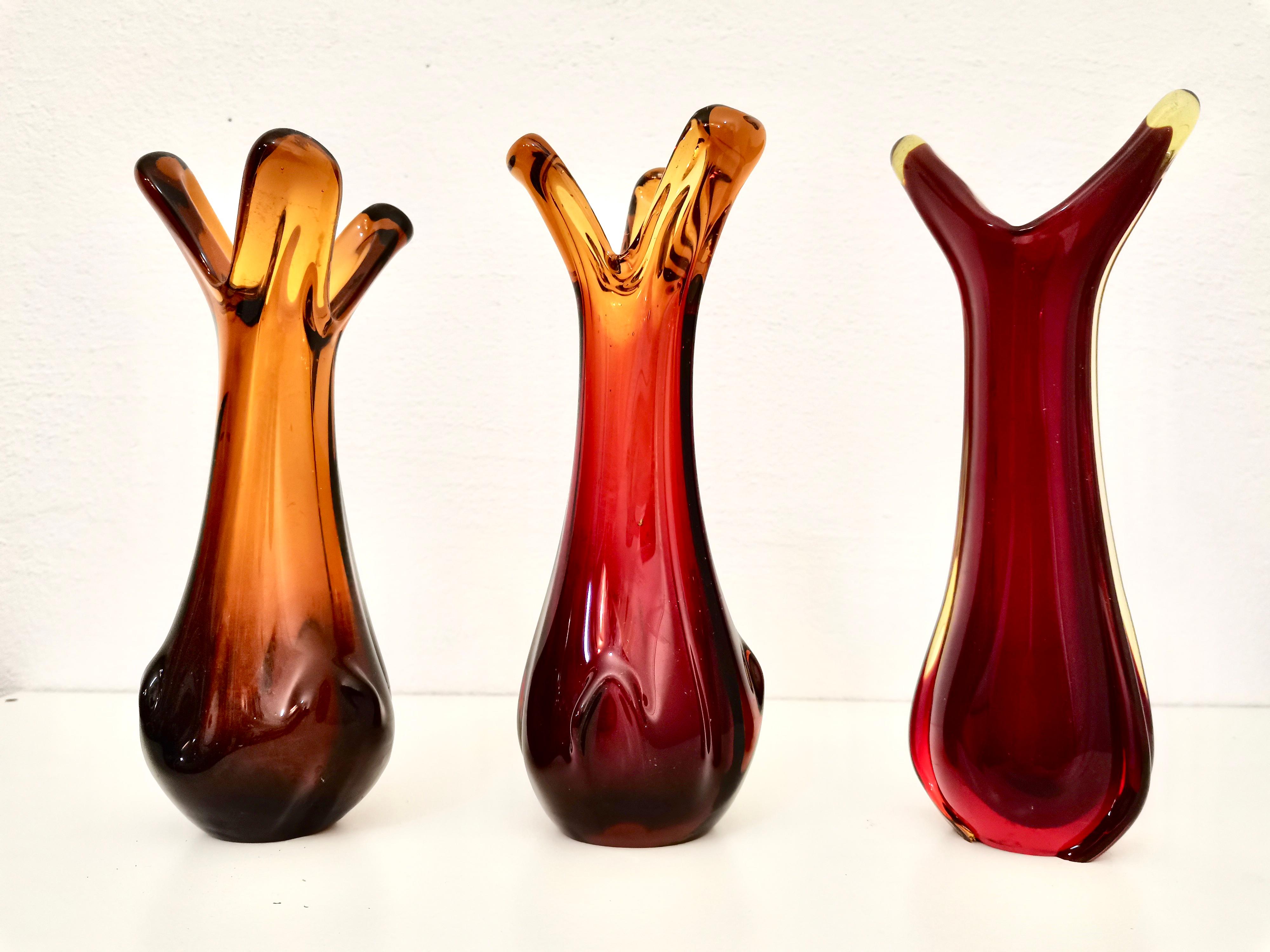 Mid-Century Modern Glass Vases, 1970s, Set of 3 For Sale