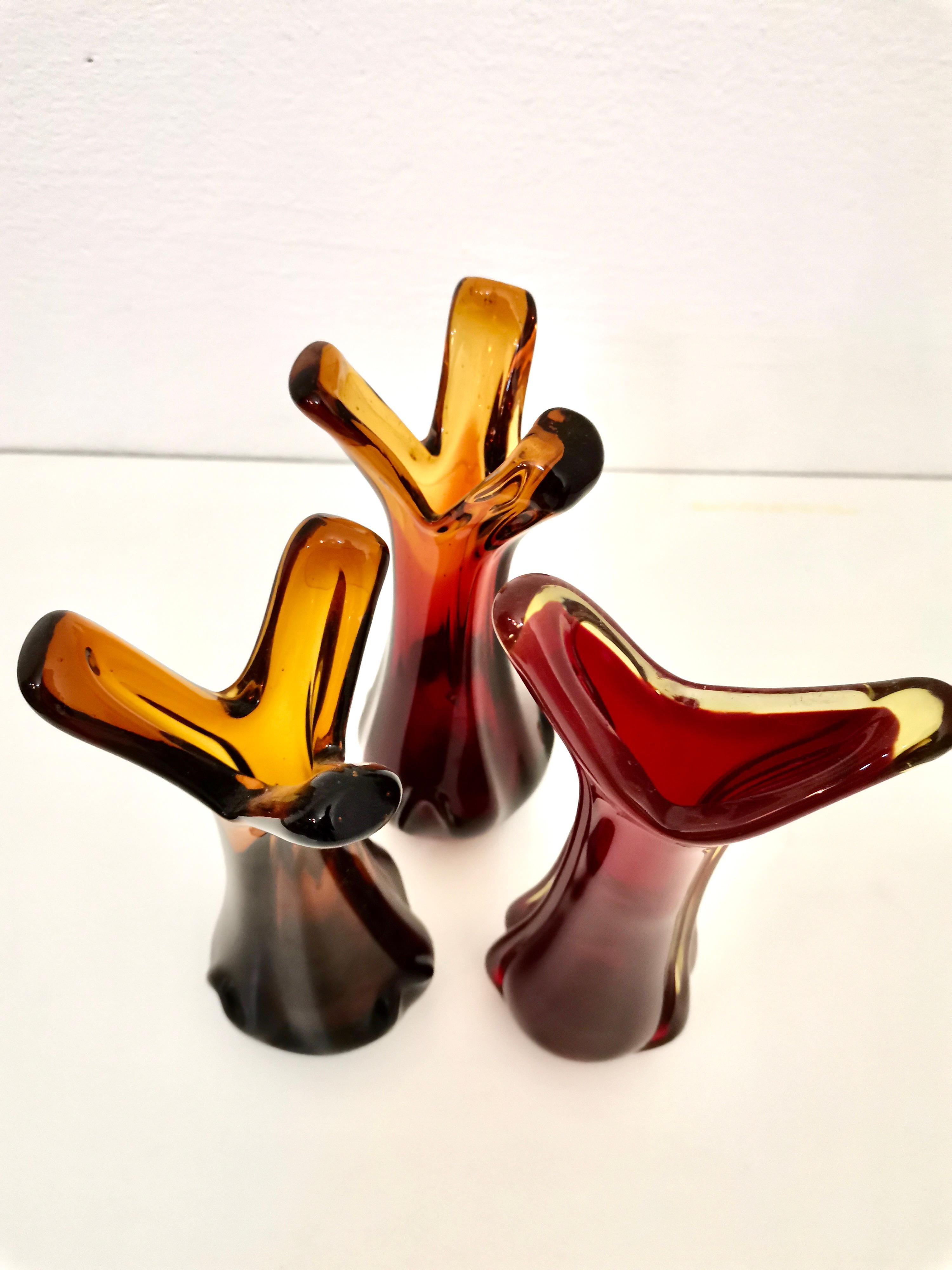 Glass Vases, 1970s, Set of 3 In Good Condition For Sale In Ljubljana, SI