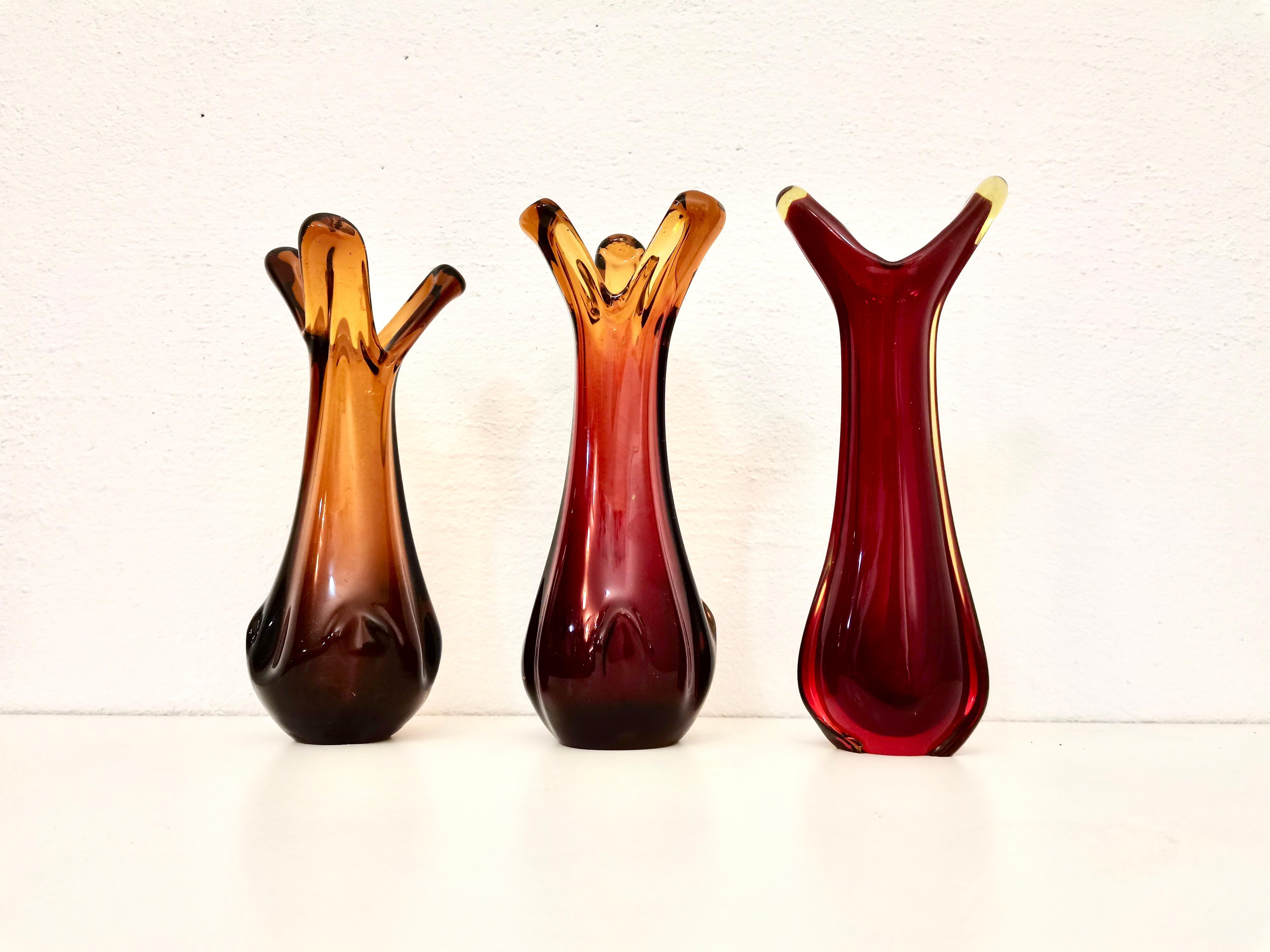 Late 20th Century Glass Vases, 1970s, Set of 3 For Sale