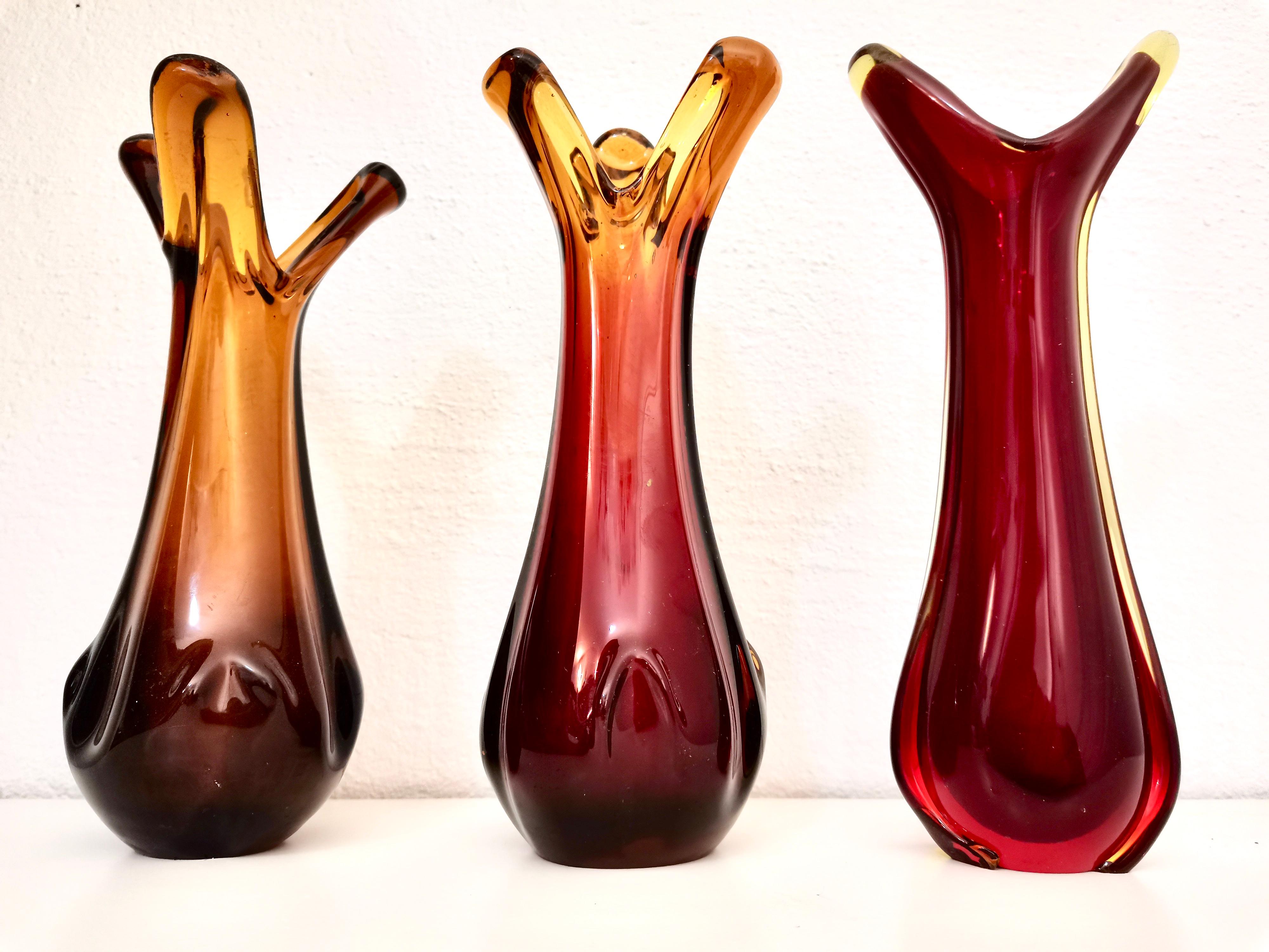 Glass Vases, 1970s, Set of 3 For Sale 1