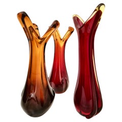 Retro Glass Vases, 1970s, Set of 3