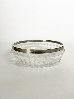 Glass Vide-Poche with Irom Rim, France, 1980s