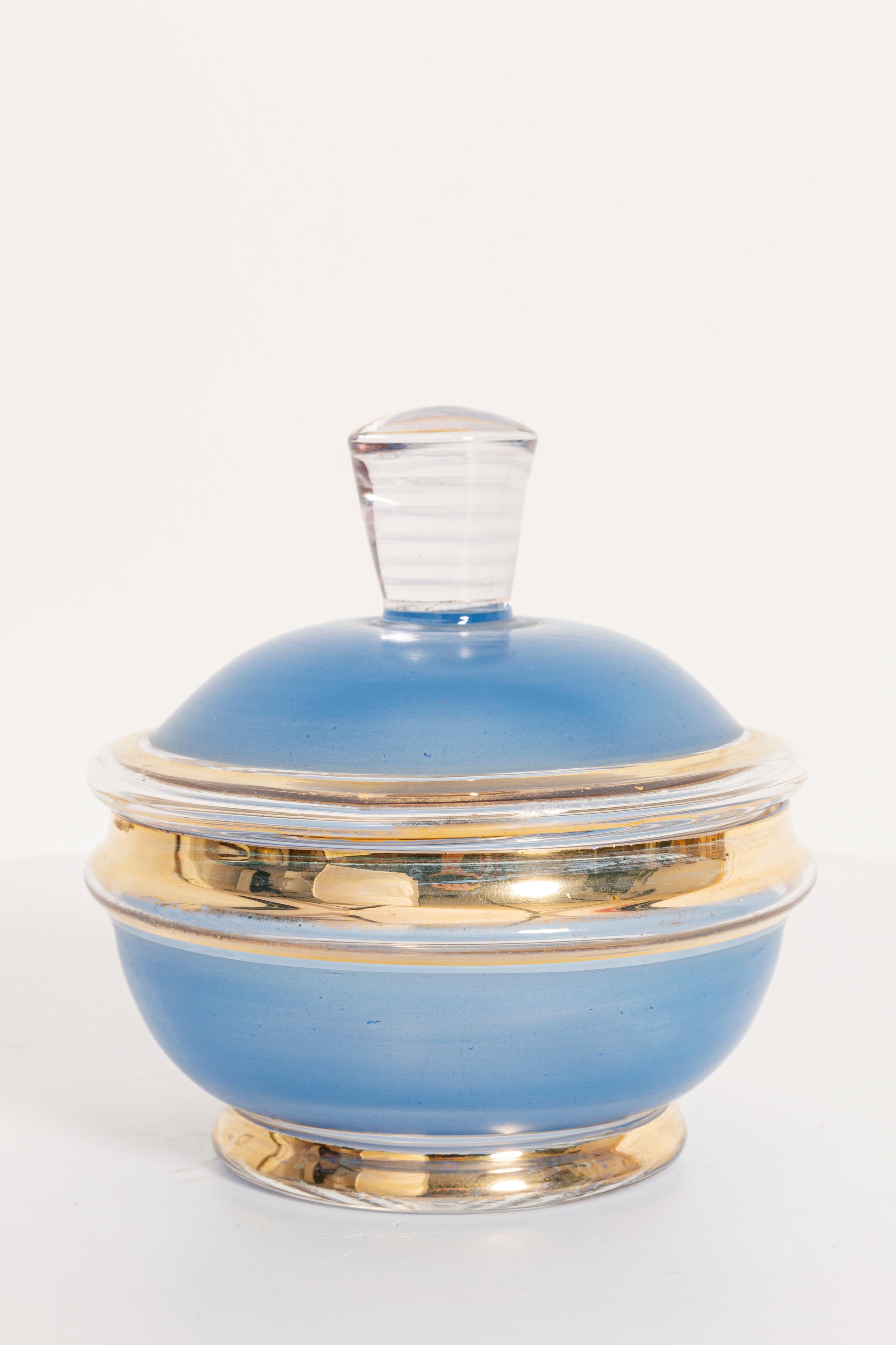 Babyblaues und goldenes Glas-Bad-Set aus Glas im Vintage-Stil, Frankreich, 1960er Jahre im Angebot 2