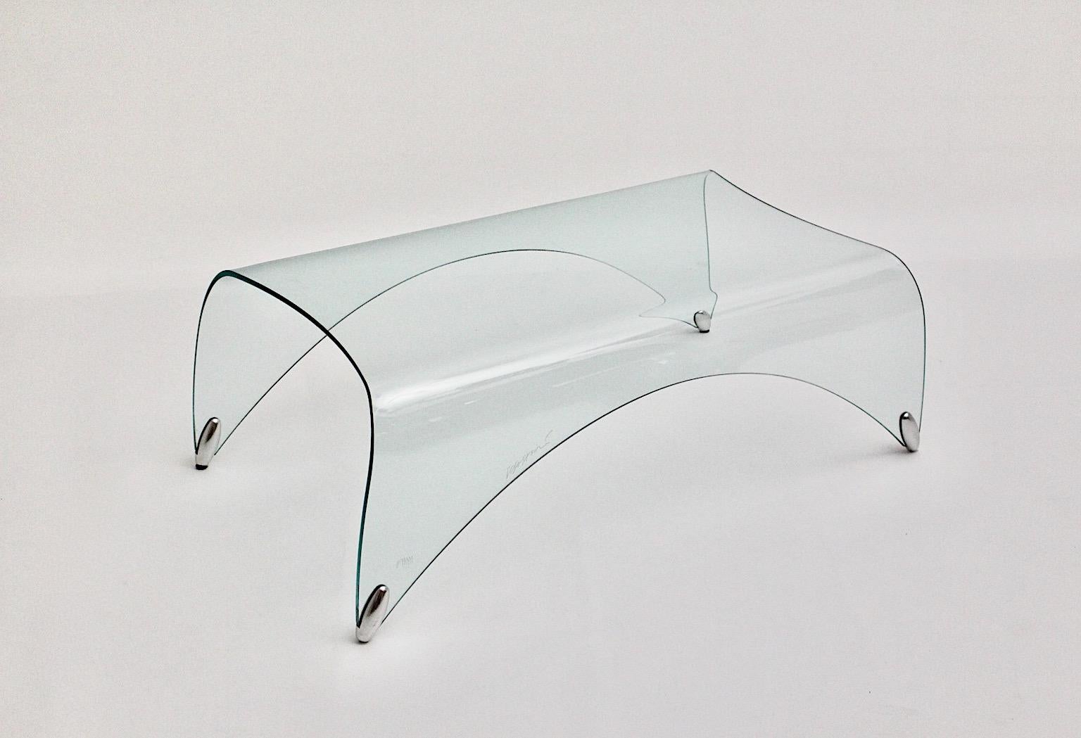 Modern Glass Vintage Coffee Table Sofa Table Genio by Massimo Iosa Ghini, Italy For Sale
