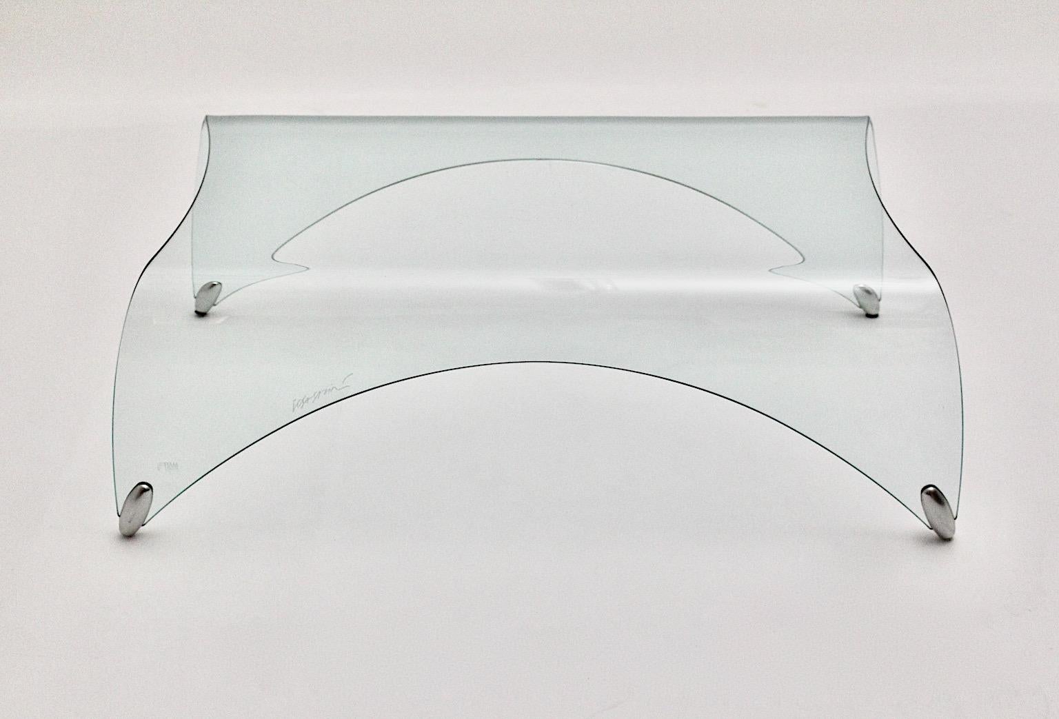 Glass Vintage Coffee Table Sofa Table Genio by Massimo Iosa Ghini, Italy In Good Condition For Sale In Vienna, AT