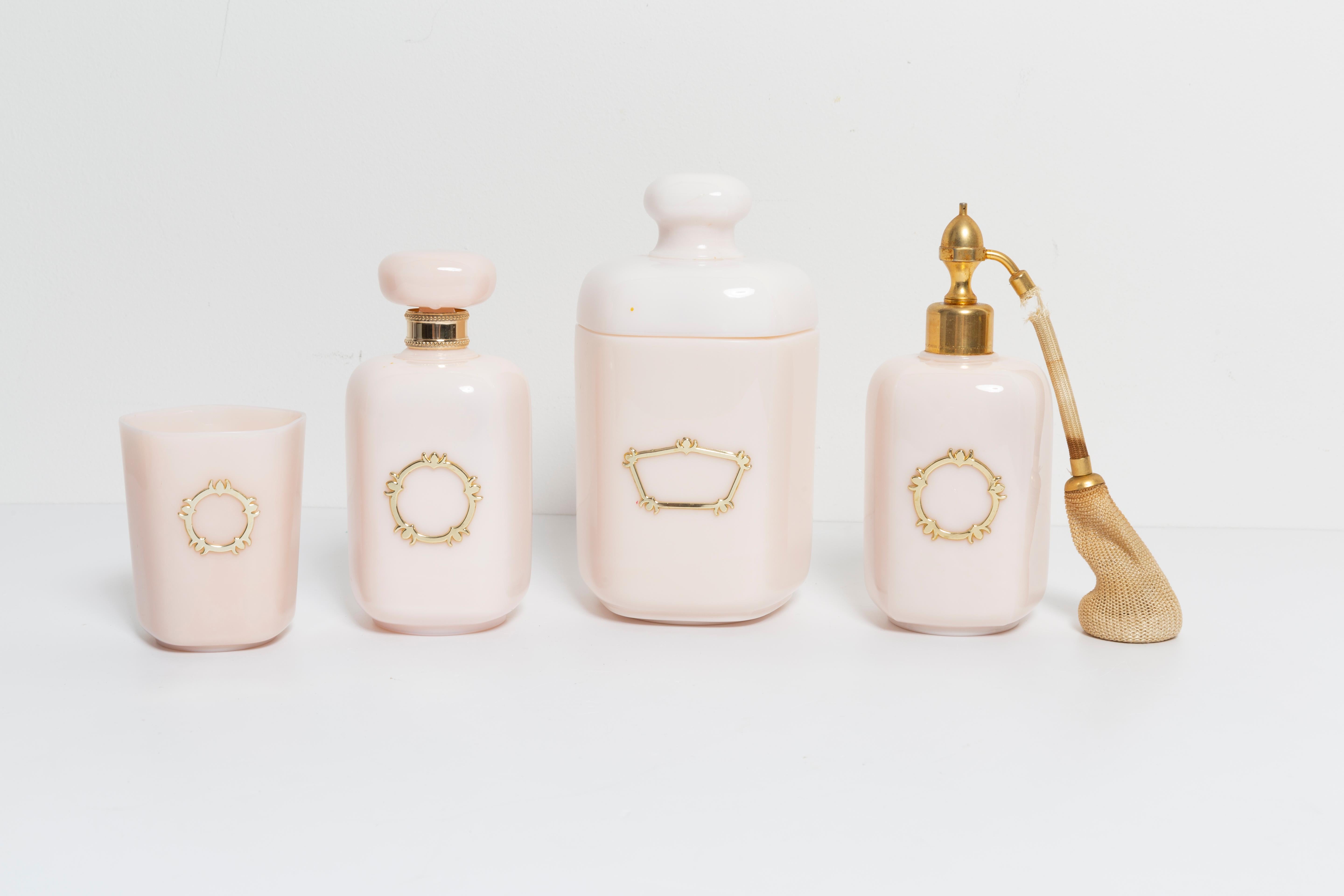 Vintage-Badarmaturen-Set aus rosa Glas, Frankreich, 1960er Jahre im Zustand „Gut“ im Angebot in 05-080 Hornowek, PL
