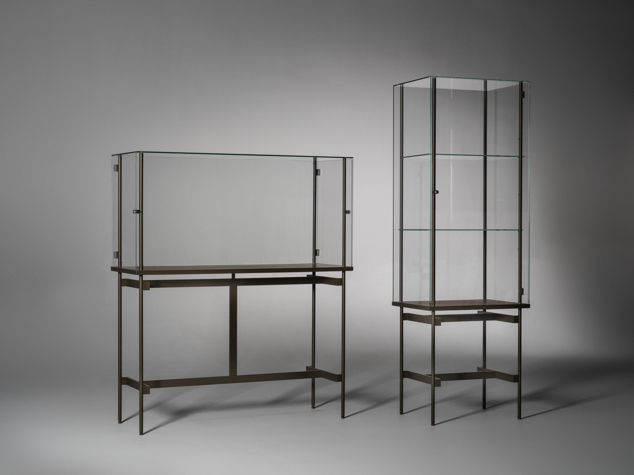 Acciaio Mobile pensile verticale in vetro Visibile G di Angelo Alinea in vendita