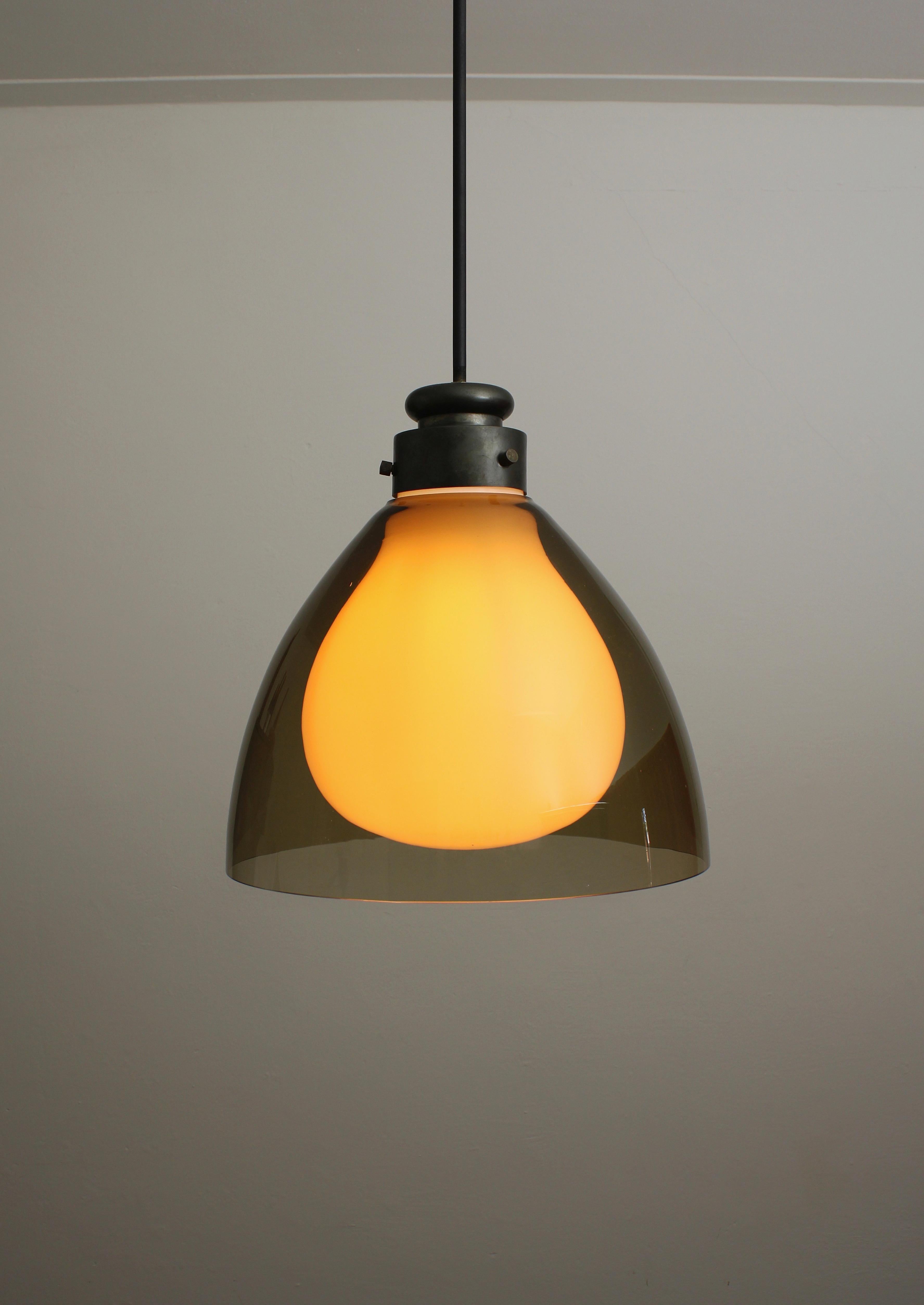 Mid-20th Century Glass Vistosi Pendant Lamp by Alessandro Pianon, 1960s For Sale