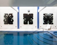 Glass Wall Decoration Roarshax in Black Organic Design by Orfeo Quagliata