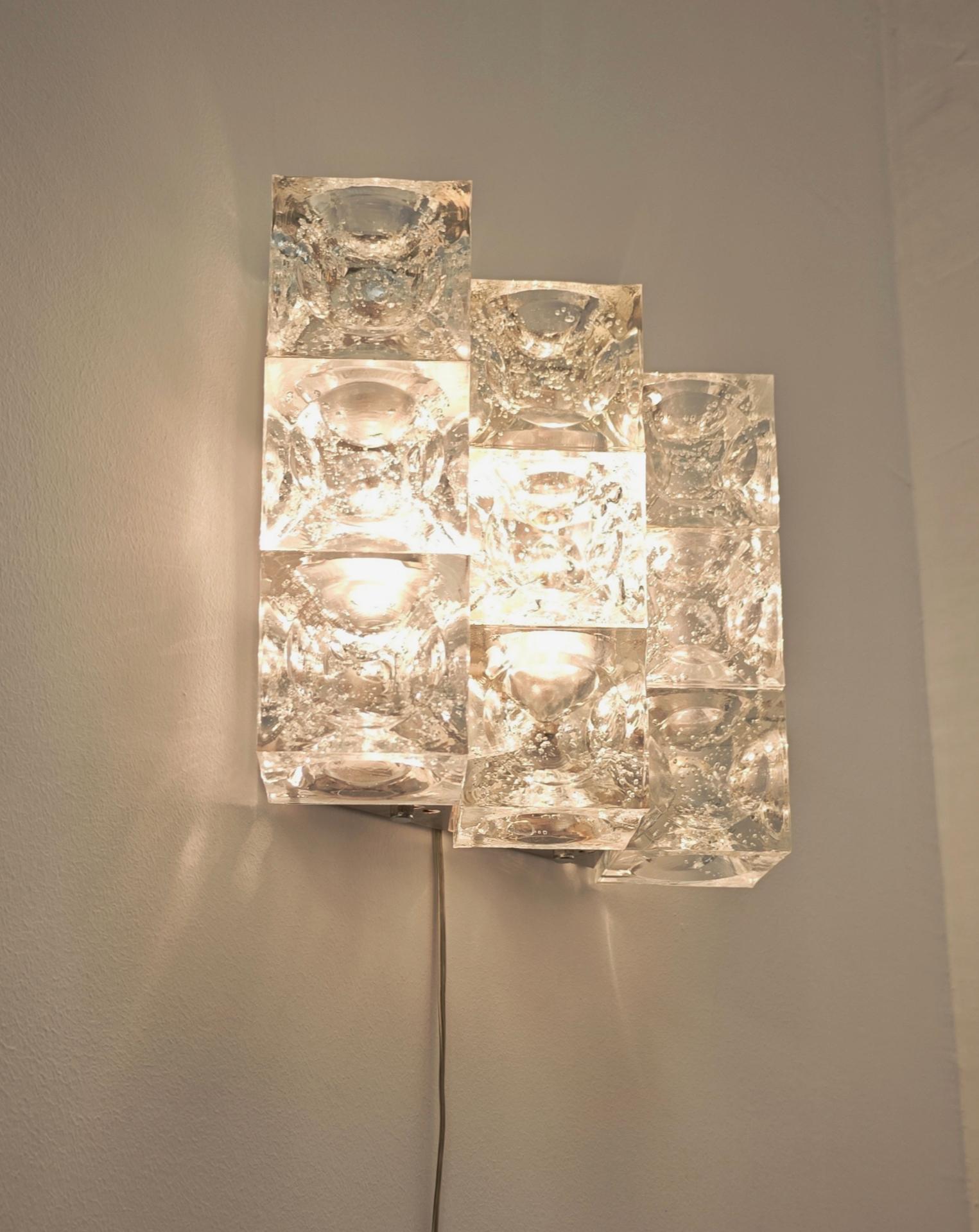 Lampada da parete in vetro di Albano Poli per Poliarte Design Italia anni '70 Mid-Century Modern in vendita 4