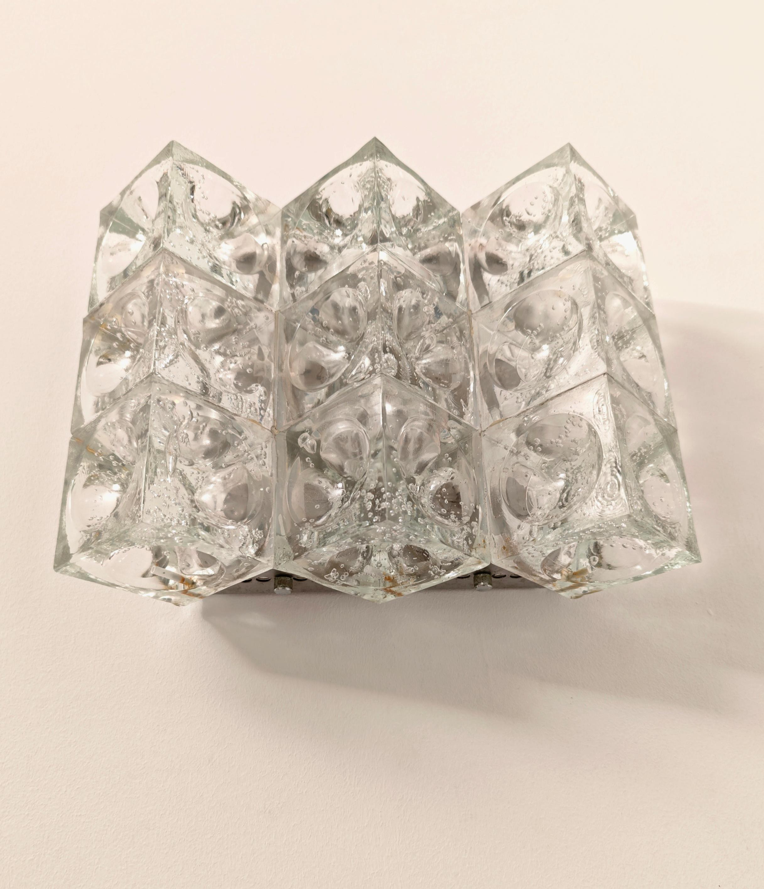 Lampada da parete in vetro di Albano Poli per Poliarte Design Italia anni '70 Mid-Century Modern in vendita 6