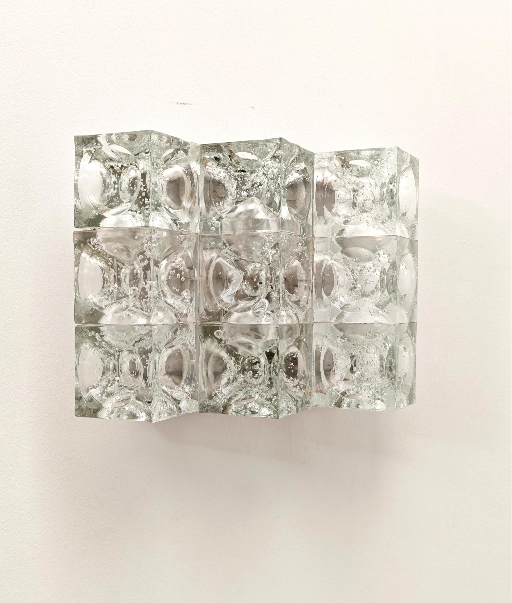 Italiano Lampada da parete in vetro di Albano Poli per Poliarte Design Italia anni '70 Mid-Century Modern in vendita