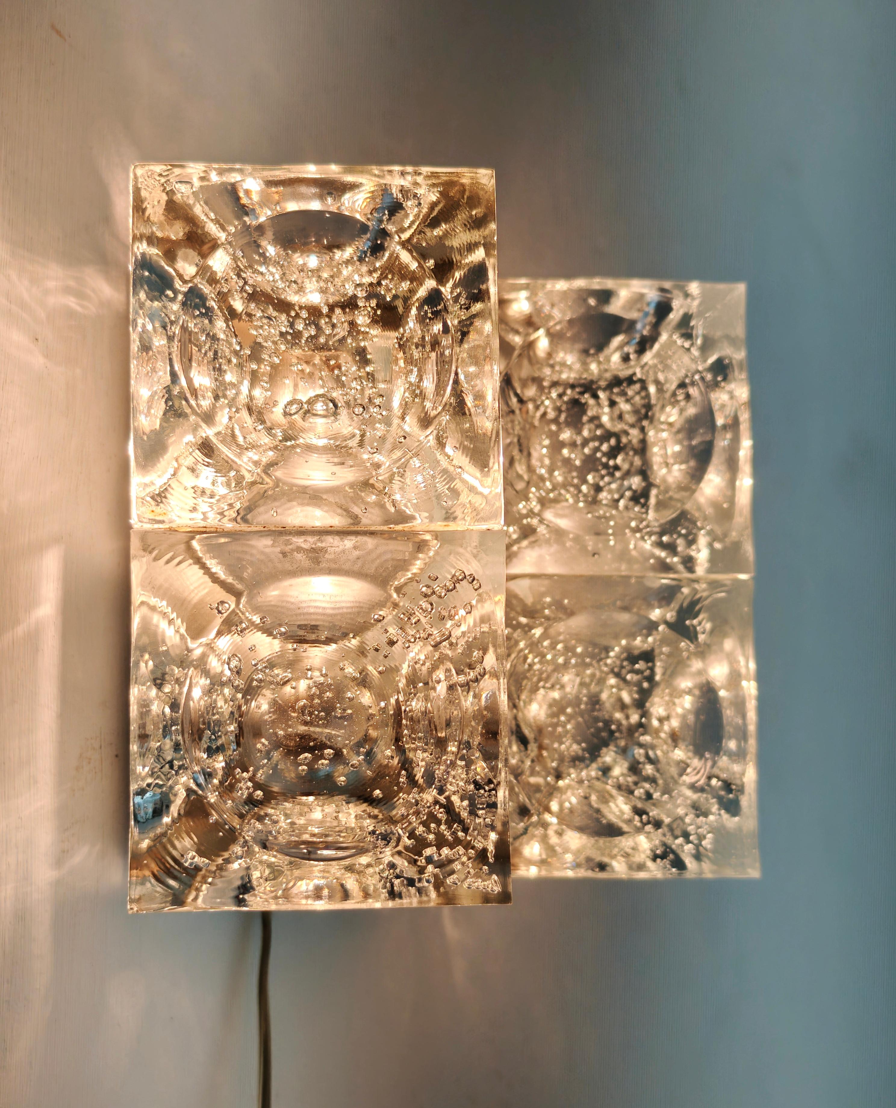 XX secolo Lampada da parete in vetro di Albano Poli per Poliarte Design Italia anni '70 Mid-Century Modern in vendita