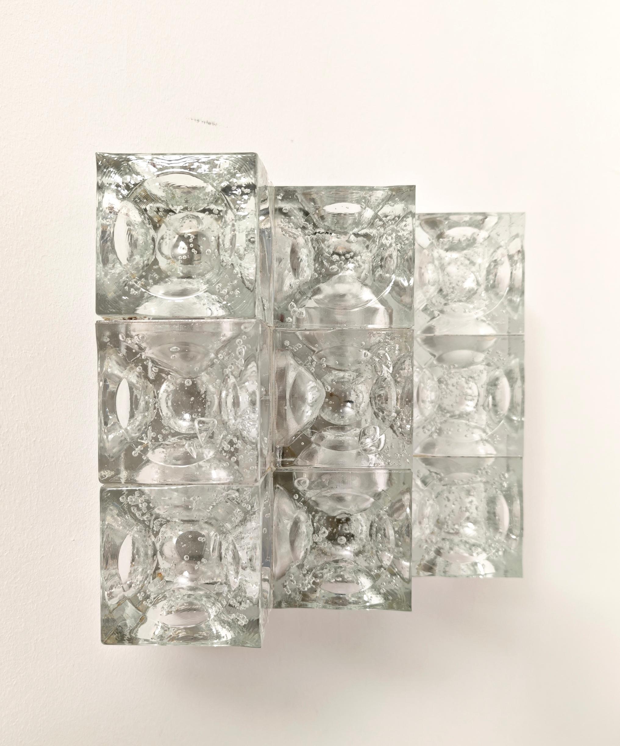 XX secolo Lampada da parete in vetro di Albano Poli per Poliarte Design Italia anni '70 Mid-Century Modern in vendita