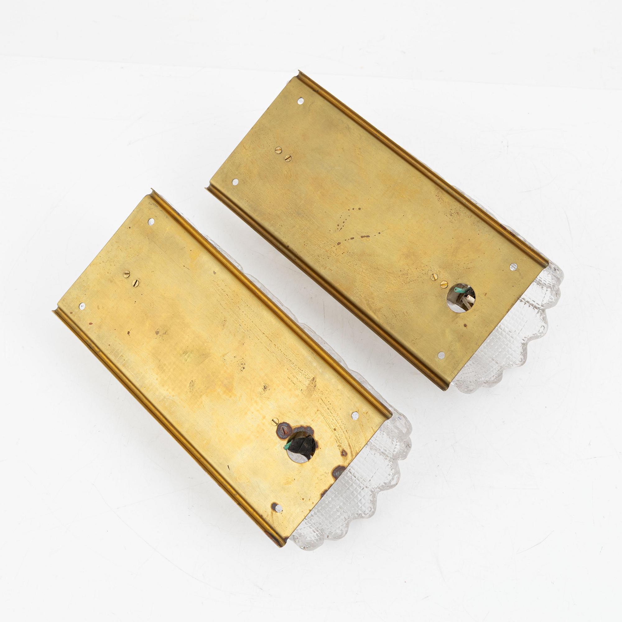 Suédois Lampe murale en verre de Carl Fagerlund pour Orrefors Suède  1960s set of 2 en vente